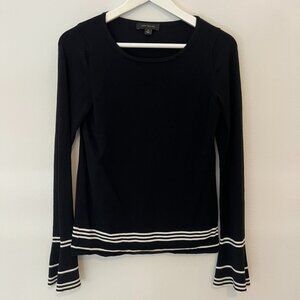 Striped Bell Cuff Sweater Black